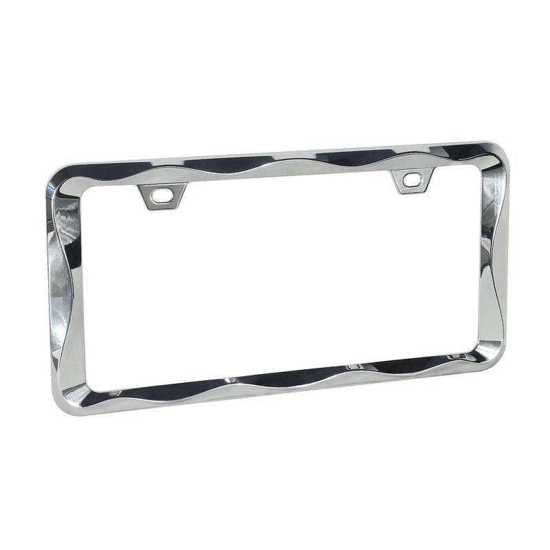 creathome 2Pcs Creathome 3D Curly Wave Pattern Chrome License Plate Frame from Pure Zinc Alloy Metal - Image 2
